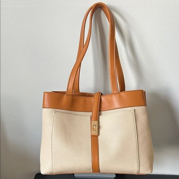 Rachel Zoe Canvas/Leather Three Compartment Tote Bag - Picture 2 of 6